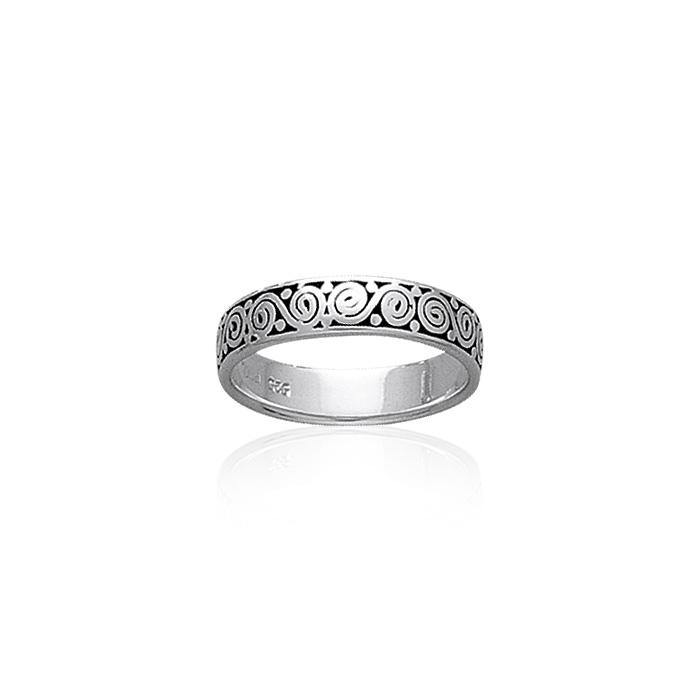 Celtic Spiral Silver Band Ring TR444 - Jewelry