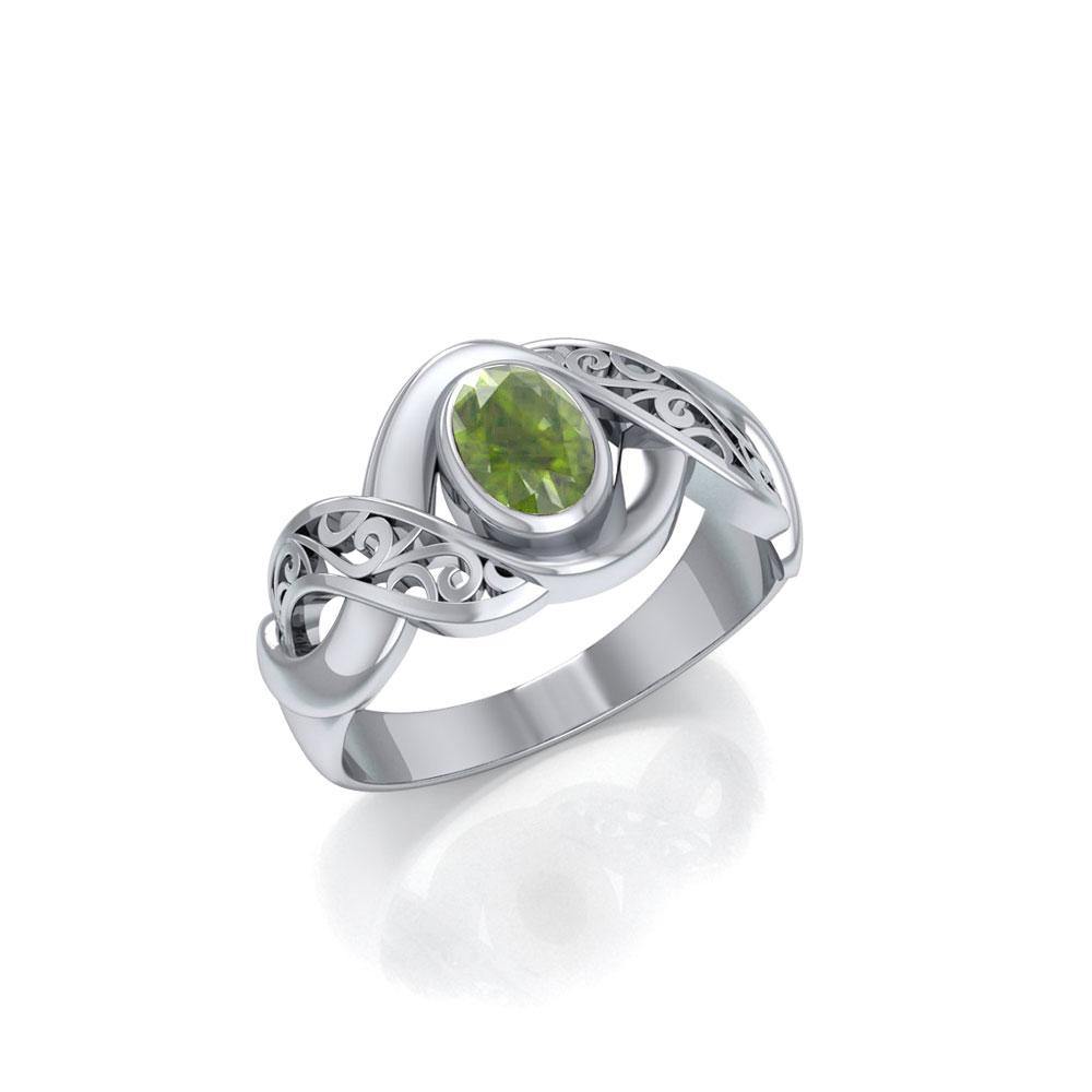 Silver Bold Filigree Ring with Gemstone TR745 - Jewelry
