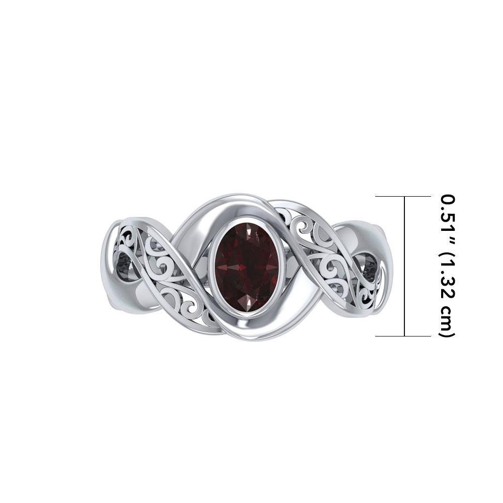 Silver Bold Filigree Ring with Gemstone TR745 - Jewelry