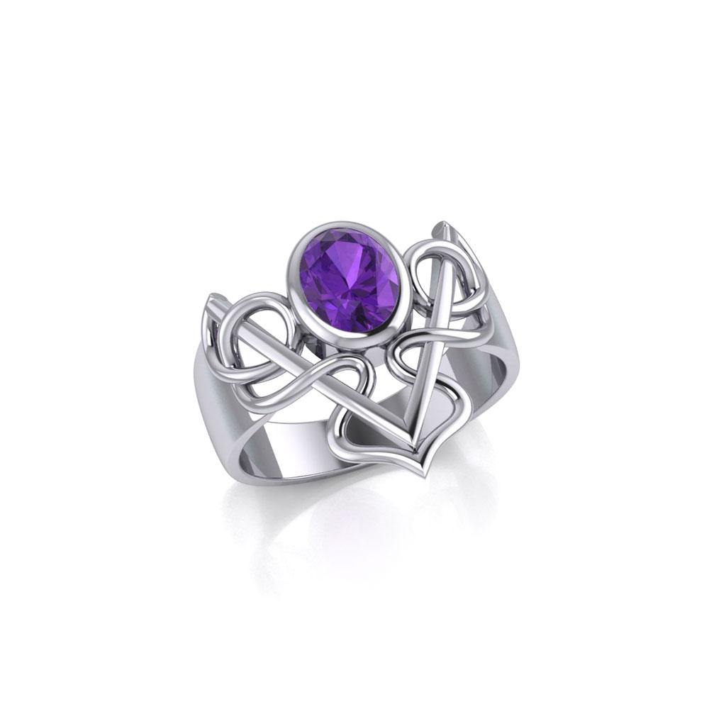 Filigree Twist Silver Ring with Gemstone TR773 - Jewelry