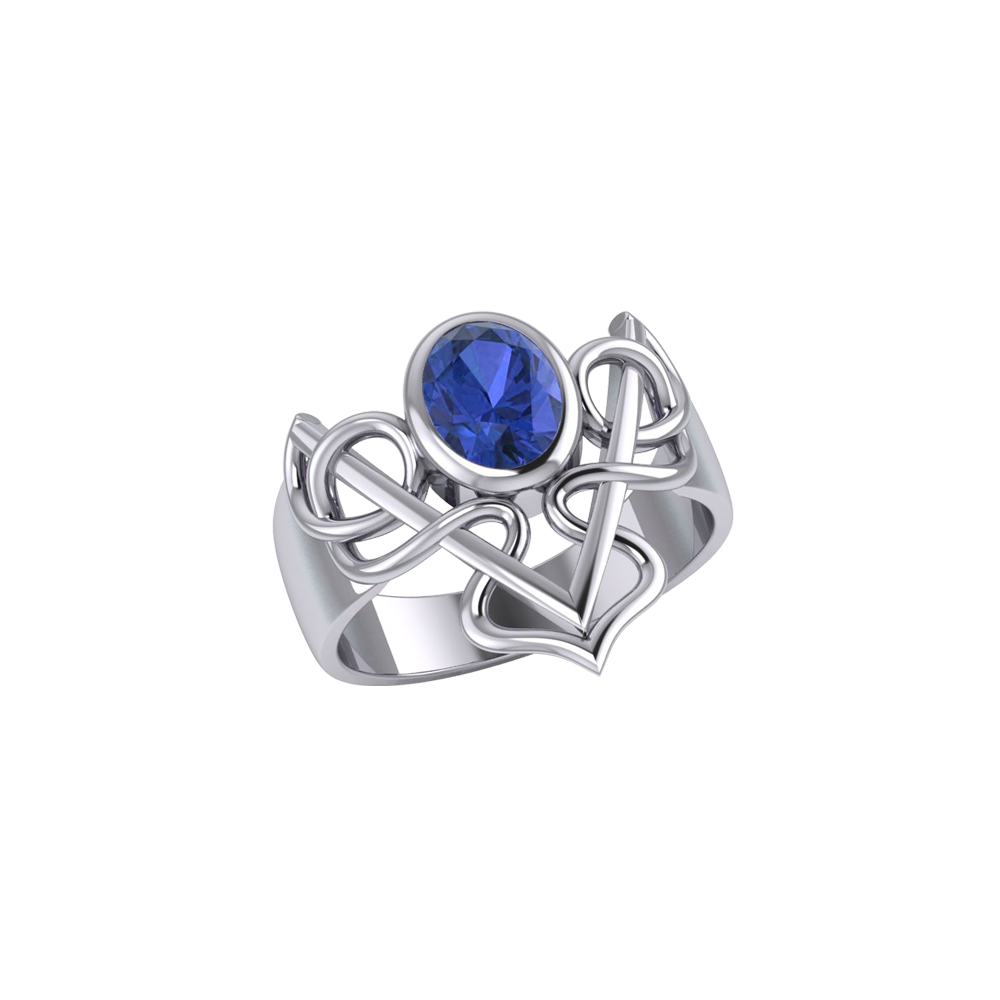 Filigree Twist Silver Ring with Gemstone TR773 - Jewelry