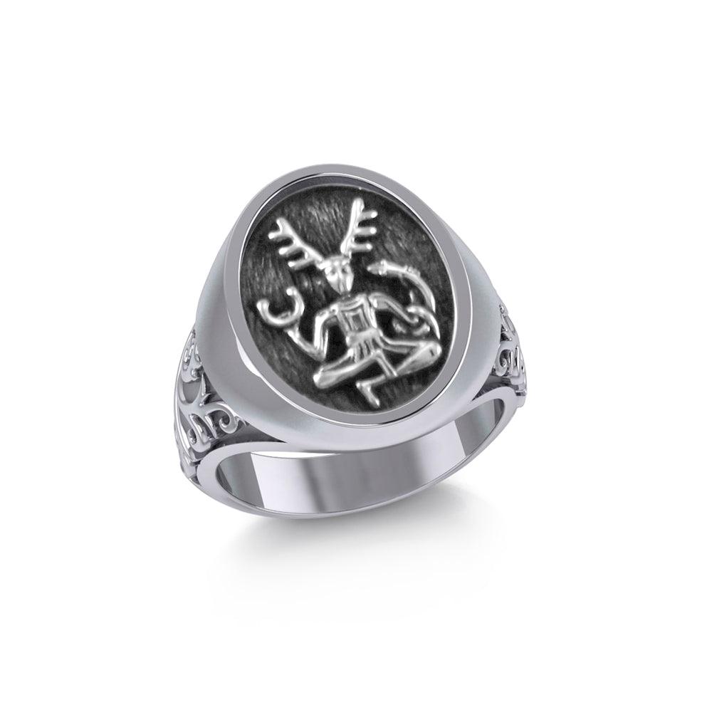 God Cernunnos Silver Signet Ring TRI2268 - Jewelry
