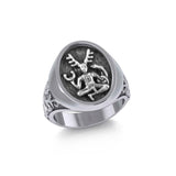 God Cernunnos Silver Signet Ring TRI2268