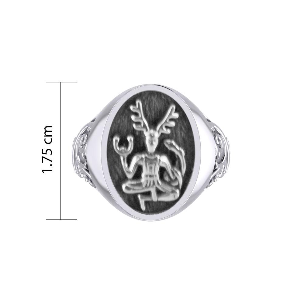God Cernunnos Silver Signet Ring TRI2268 - Jewelry