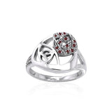 Abstract Elegance Silver Ring with Gemstone TRI1041 - Jewelry