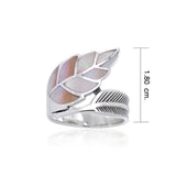 Inlay Leaf Silver Ring TRI1111 - Jewelry