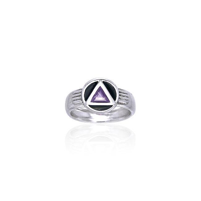 Gemstone AA Symbol Silver Ring TRI122 - Jewelry