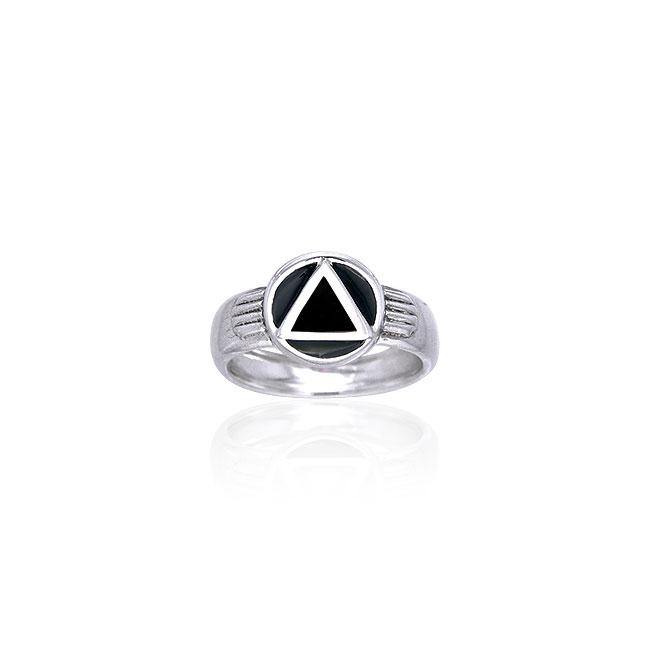 Gemstone AA Symbol Silver Ring TRI122 - Jewelry