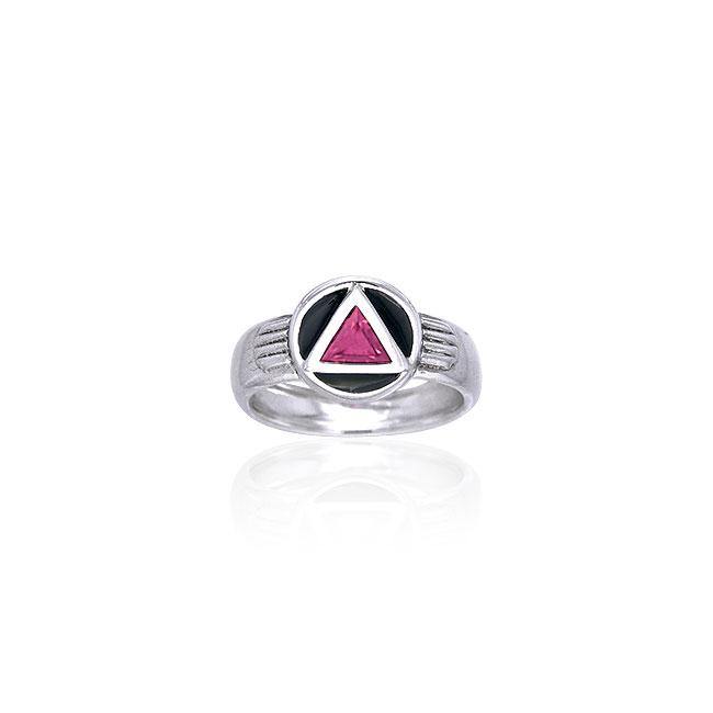 Gemstone AA Symbol Silver Ring TRI122 - Jewelry