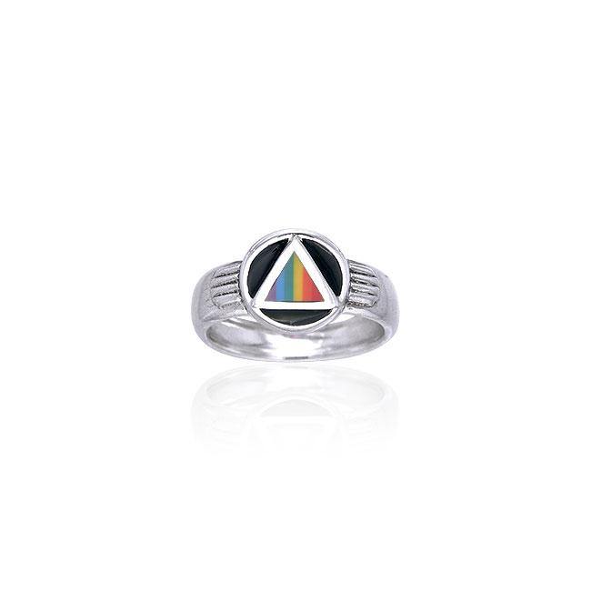 Gemstone AA Symbol Silver Ring TRI122 - Jewelry