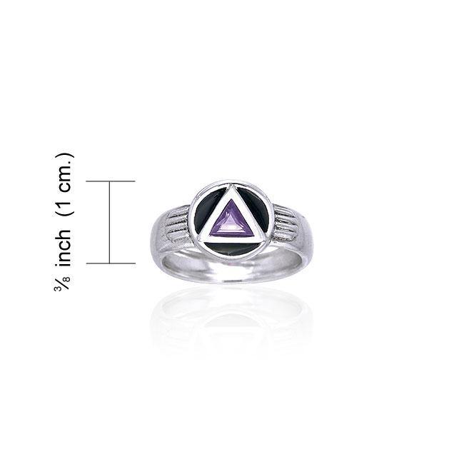 Gemstone AA Symbol Silver Ring TRI122 - Jewelry