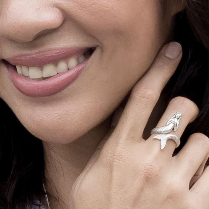 Seek your imagination with the Sea Mermaid ~ Sterling Silver Wrap Ring TRI1328 - Jewelry