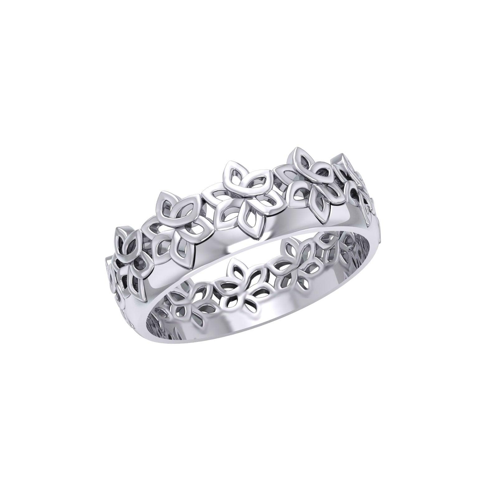 Celtic Floral Silver Band Ring TRI1339 - Jewelry