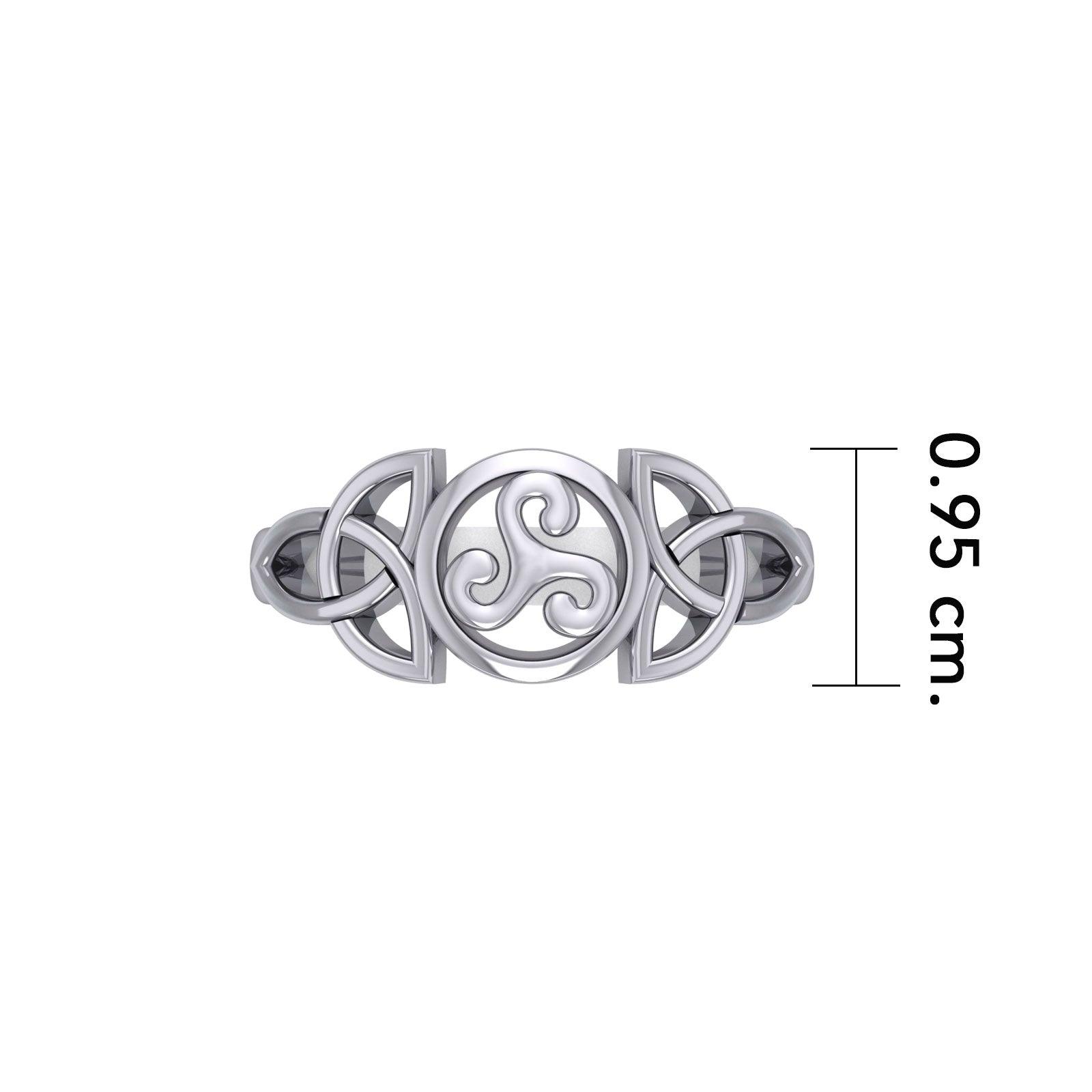 Triskelion Spiral with Trinity Knot Silver Ring TRI1343 - Jewelry
