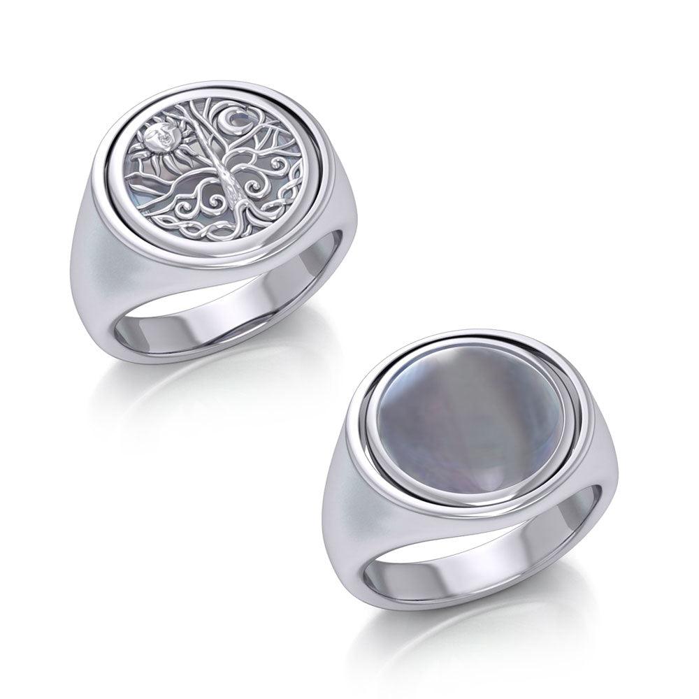 Reversible Earth Cycle Silver Flip Ring TRI153 - Jewelry