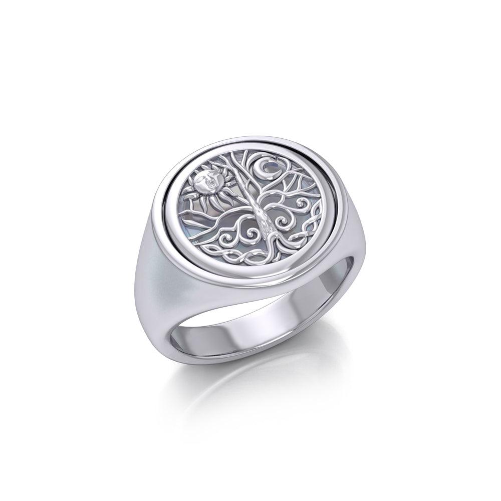 Reversible Earth Cycle Silver Flip Ring TRI153 - Jewelry