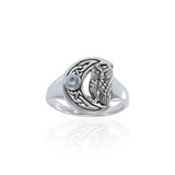 Owl with Celtic Crescent Moon Ring TRI1542 - Jewelry