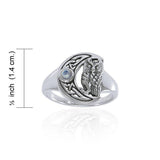 Owl with Celtic Crescent Moon Ring TRI1542 - Jewelry