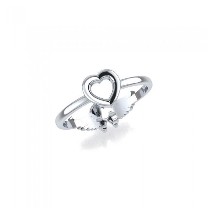 Cupid and Heart Sterling Silver 2 in 1 Ring TRI1679 - Jewelry