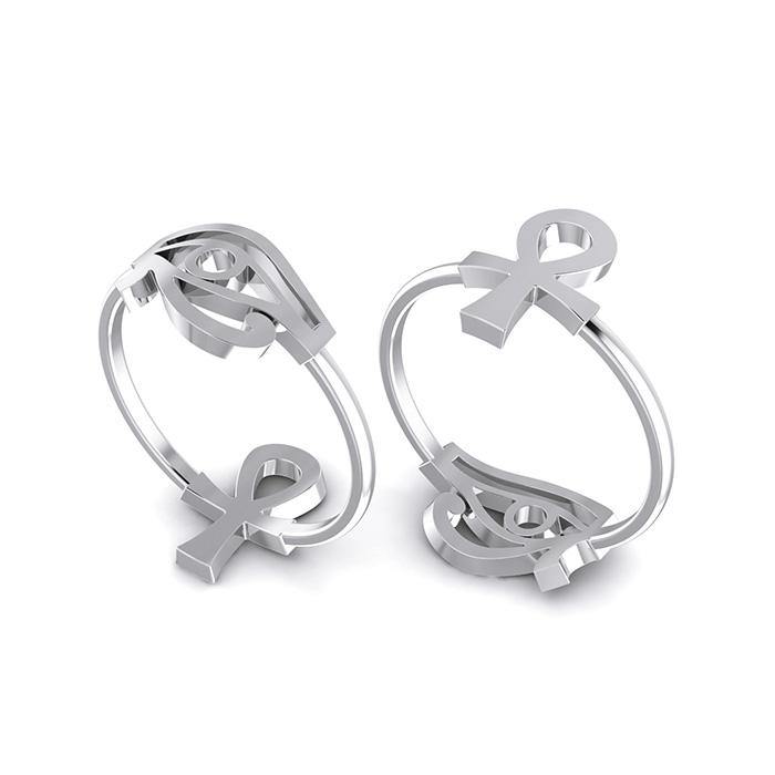 Ankh and Eye of Horus Sterling Silver Double Sided Ring TRI1680 - Jewelry