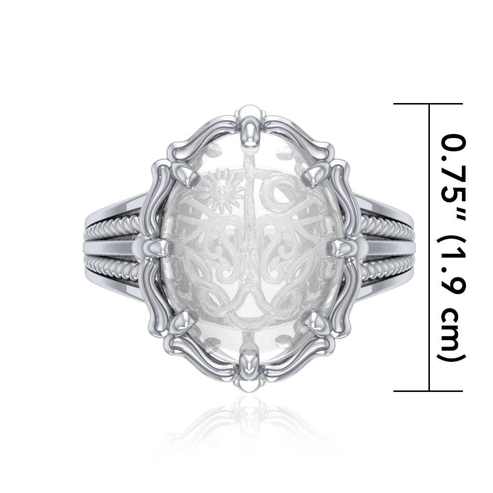 Tree of Life Sterling Silver Ring with Natural Clear Quartz TRI1715 - Jewelry
