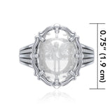 Archangel Michael Sterling Silver Ring with Natural Clear Quartz TRI1723 - Jewelry
