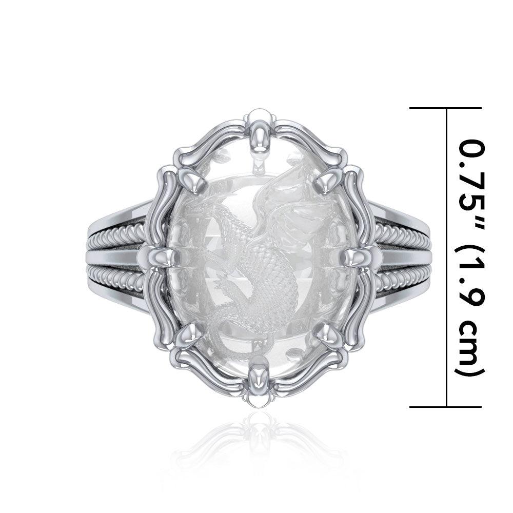 Dragon Sterling Silver Ring with Natural Clear Quartz TRI1724 - Jewelry