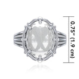 Angel Wings Sterling Silver Ring with Natural Clear Quartz TRI1727 - Jewelry