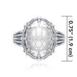 Hamsa Sterling Silver Ring with Natural Clear Quartz TRI1730 - Jewelry