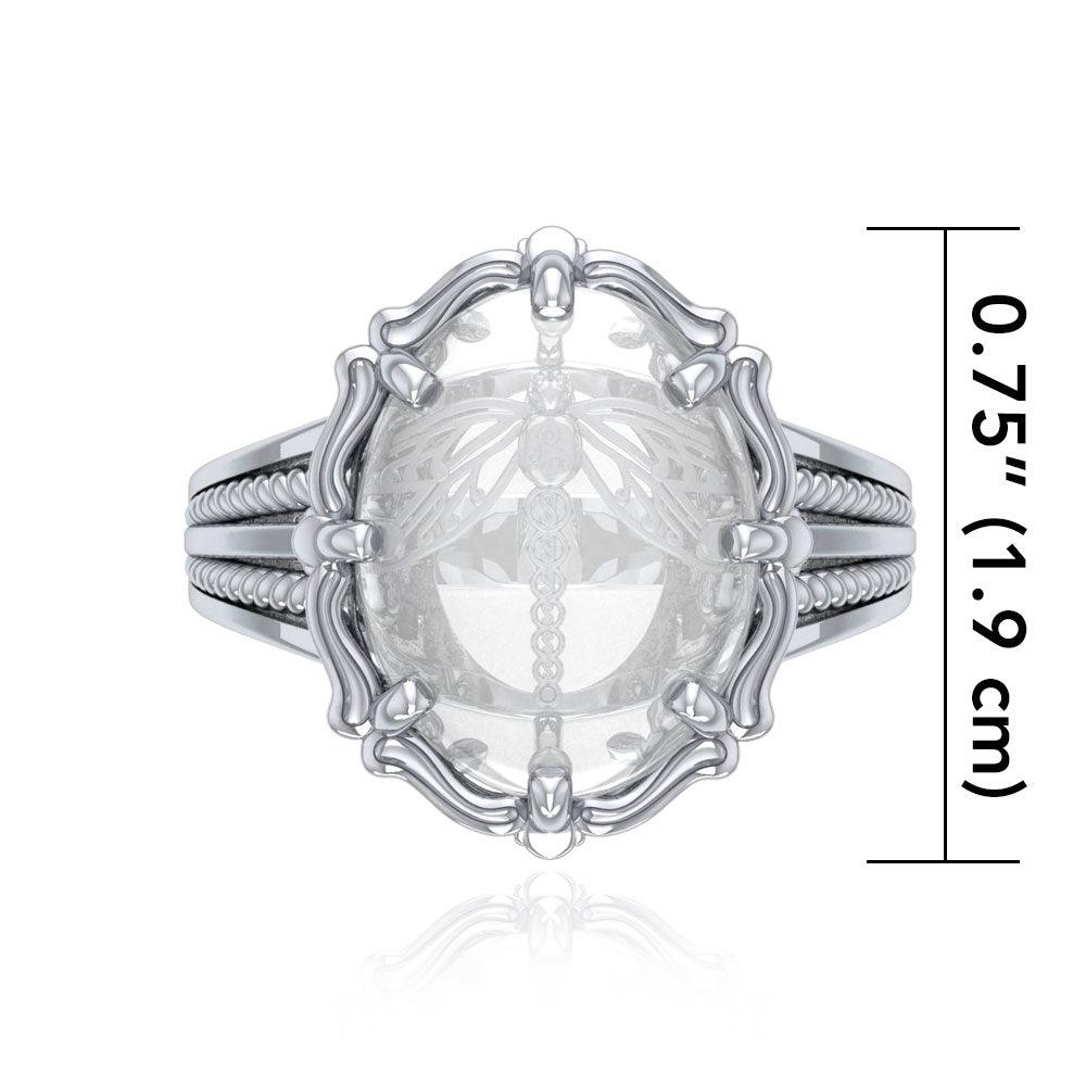 Dragonfly Sterling Silver Ring with Natural Clear Quartz TRI1731 - Jewelry