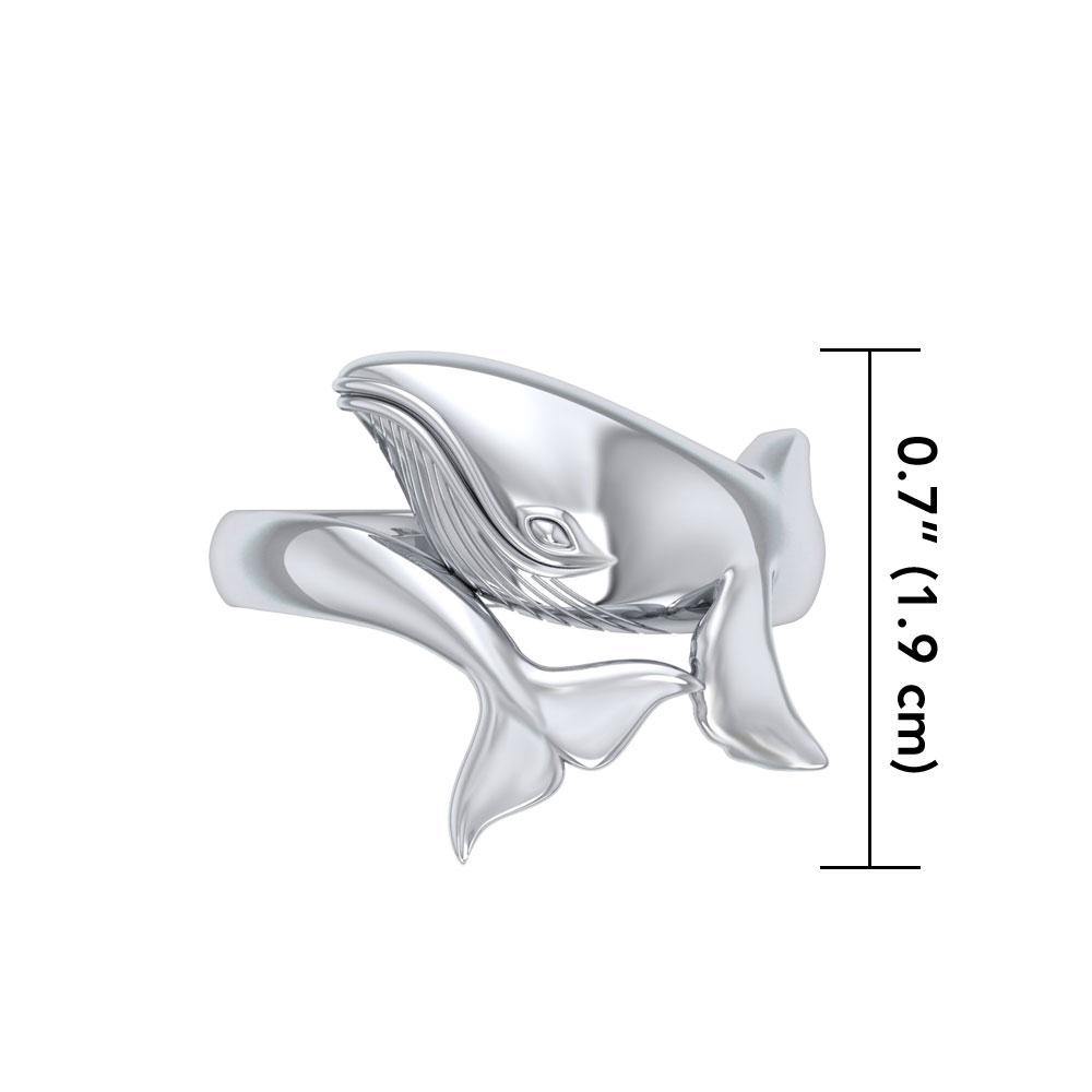 Graceful Bull Whale Silver Ring TRI1766 - Jewelry