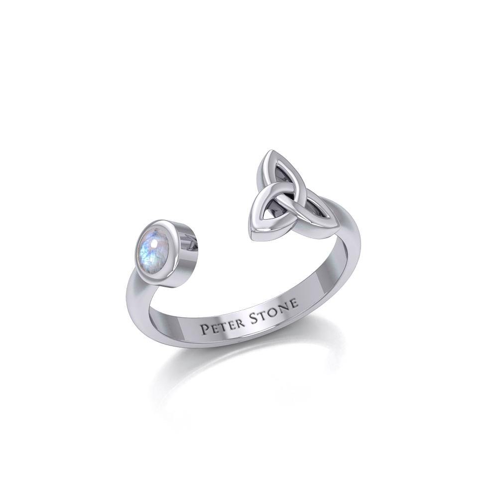Small Silver Trinity Knot Ring with Gemstone TRI1799 - Jewelry