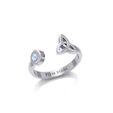 Small Silver Trinity Knot Ring with Gemstone TRI1799 - Jewelry