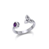 Small Silver Trinity Knot Ring with Gemstone TRI1799 - Jewelry