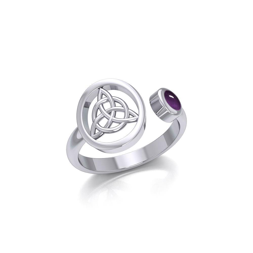 Small Silver Triquetra Ring with Gemstone TRI1800 - Jewelry