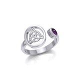 Small Silver Triquetra Ring with Gemstone TRI1800 - Jewelry