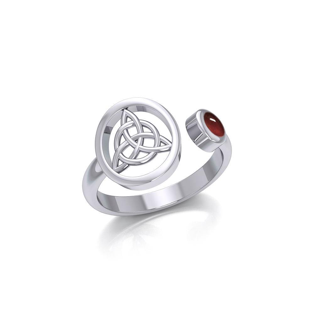 Small Silver Triquetra Ring with Gemstone TRI1800 - Jewelry