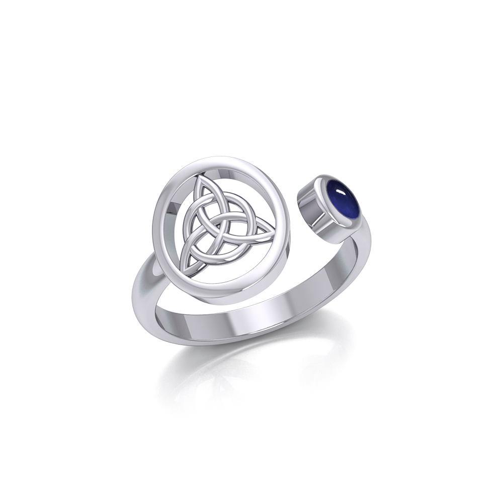 Small Silver Triquetra Ring with Gemstone TRI1800 - Jewelry