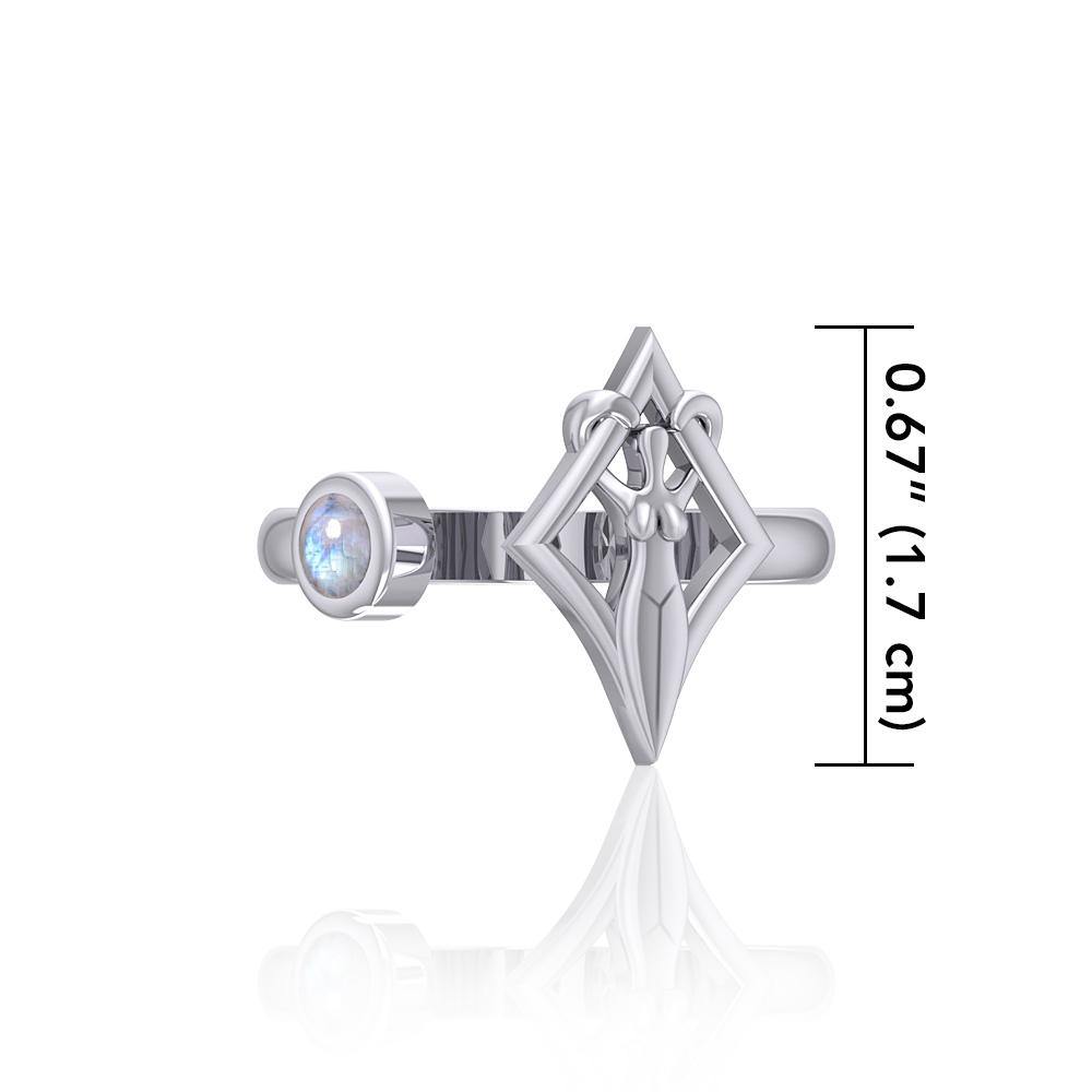 Small Silver Goddess Ring with Gemstone TRI1801 - Jewelry