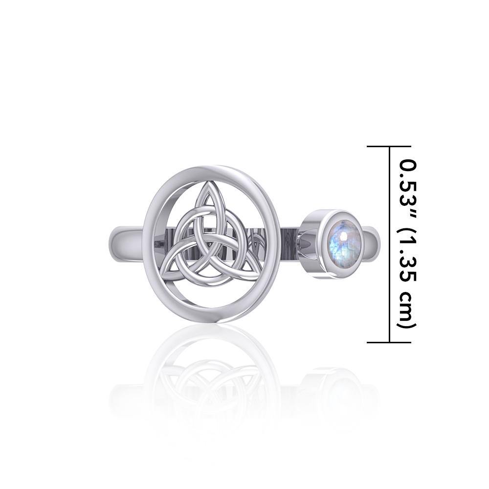 Silver Trinity Knot Triquetra and Goddess Stack Ring with Gemstone TRI1802 - Jewelry