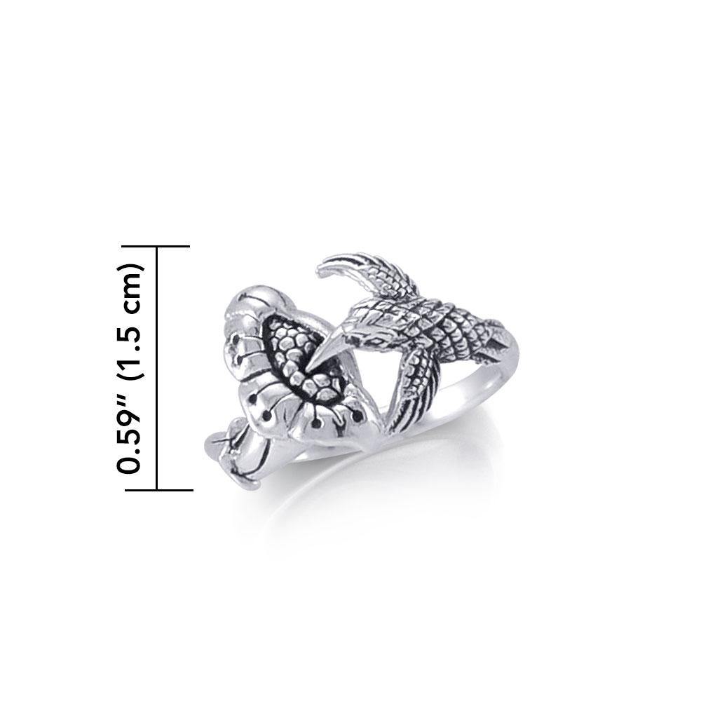 Flying Hummingbird with Flower Silver Ring TRI1806 - Jewelry