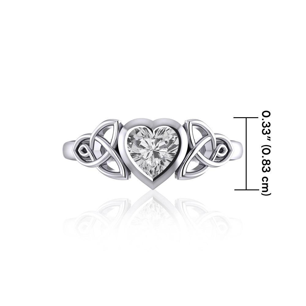 Celtic Trinity Knot with Heart Gemstone Silver Ring TRI1837 - Jewelry