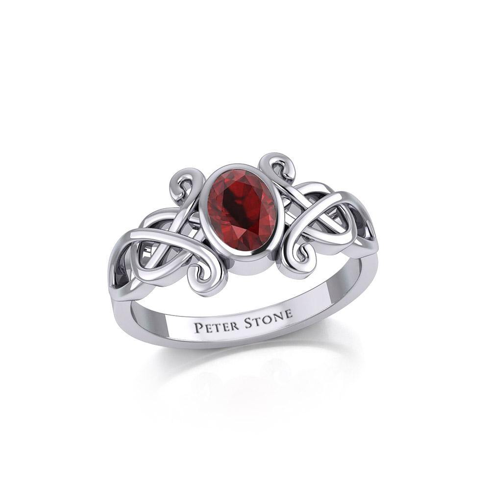 Silver Celtic Ring with Oval Gemstone TRI1908 - Jewelry