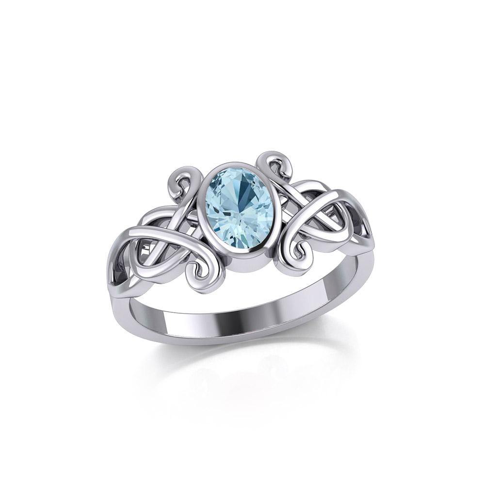 Silver Celtic Ring with Oval Gemstone TRI1908 - Jewelry