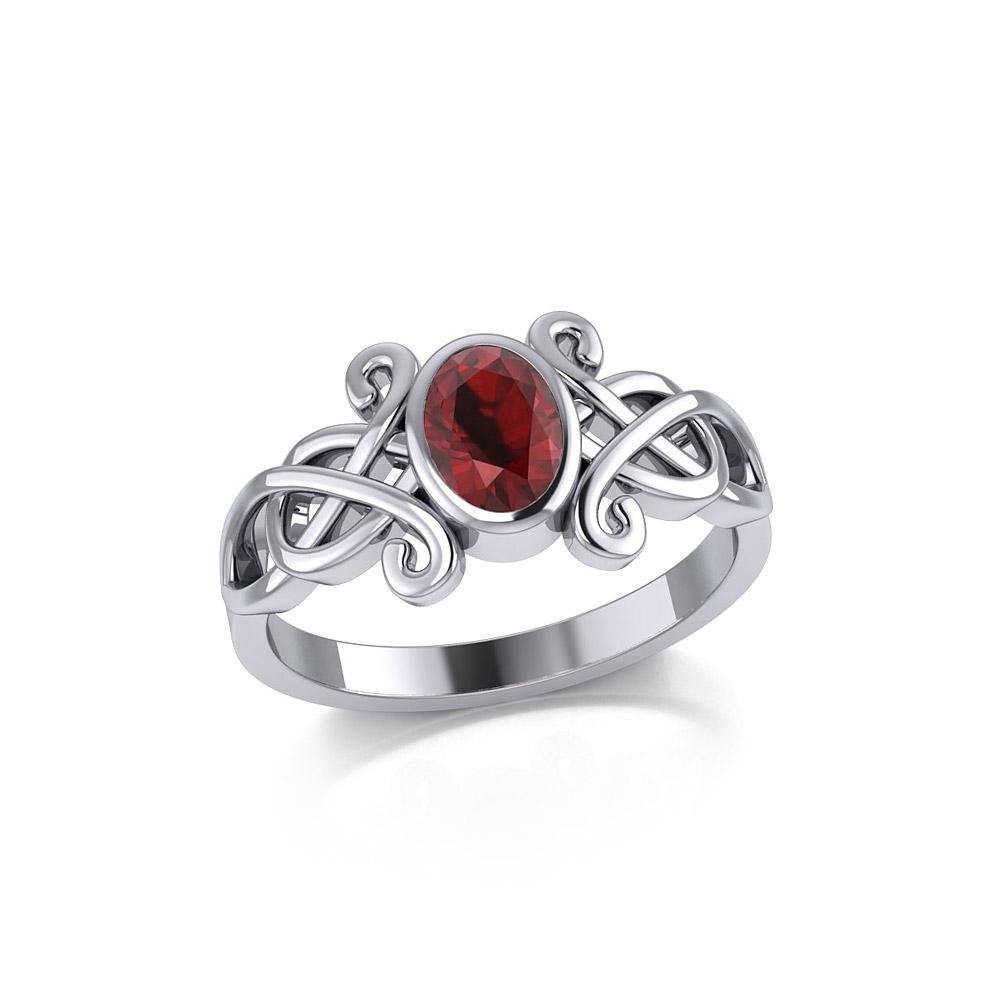Silver Celtic Ring with Oval Gemstone TRI1908 - Jewelry