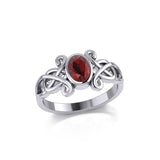 Silver Celtic Ring with Oval Gemstone TRI1908 - Jewelry