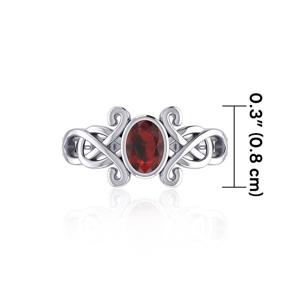 Silver Celtic Ring with Oval Gemstone TRI1908 - Jewelry