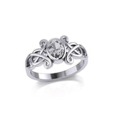 Silver Celtic Ring with Oval Gemstone TRI1908 - Jewelry