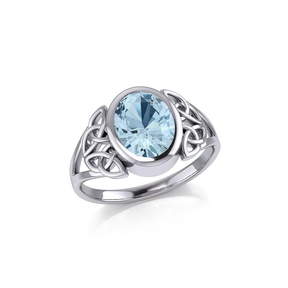 Silver Celtic Trinity Ring with Extra Large Oval Gemstone TRI1909 - Jewelry