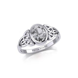 Celtic Sterling Silve Ring with Large Oval Gemstone TRI1910